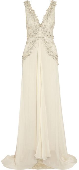 Hochzeit - Temperley London Romily embellished silk-blend chiffon gown