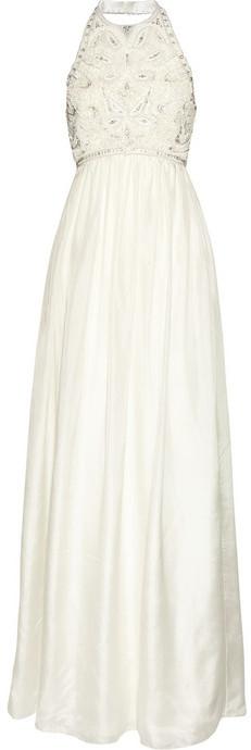 زفاف - Matthew Williamson Crystal and faux pearl-embellished silk gown