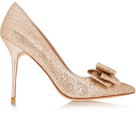 Mariage - Lucy Choi London Rose bow-embellished glitter-finished pumps