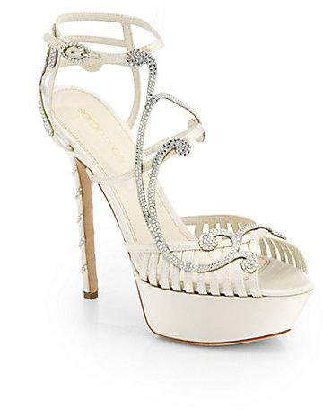 Hochzeit - Sergio Rossi Crystal-Coated Satin Sandals