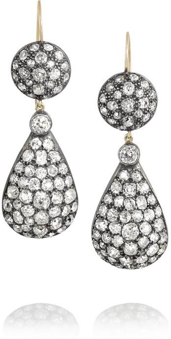 Hochzeit - Olivia Collings 1970s silver diamond earrings
