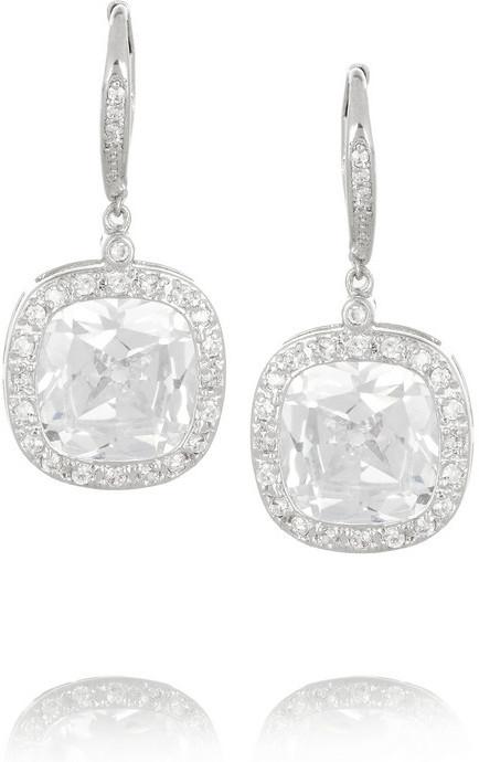 Wedding - Kenneth Jay Lane Silver-plated cubic zirconia earrings
