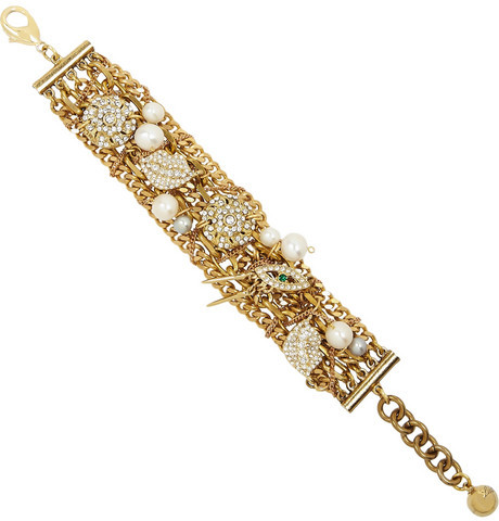 زفاف - Lulu Frost Bord La Mer gold-plated brass, crystal and freshwater pearl bracelet