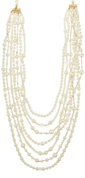 Hochzeit - Kenneth Jay Lane Gold-plated, crystal and faux pearl necklace