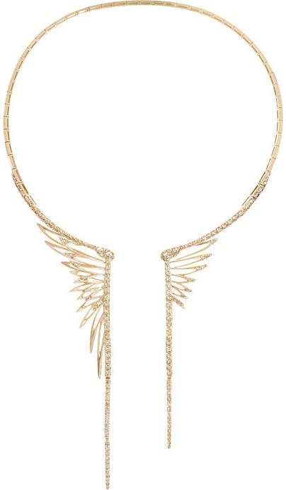 Hochzeit - CristinaOrtiz 9-karat rose gold diamond wing necklace