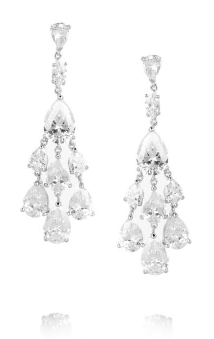 زفاف - Kenneth Jay Lane Rhodium-plated cubic zirconia earrings