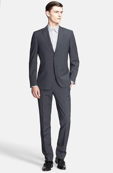 زفاف - Z Zegna Trim Fit Dark Grey Check Wool Suit