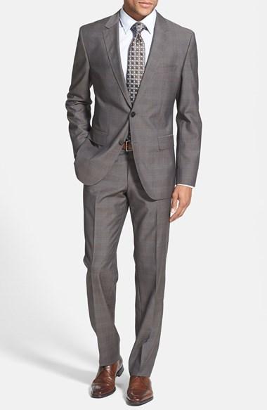 زفاف - BOSS HUGO BOSS 'James/Sharp' Trim Fit Plaid Suit (Online Only)