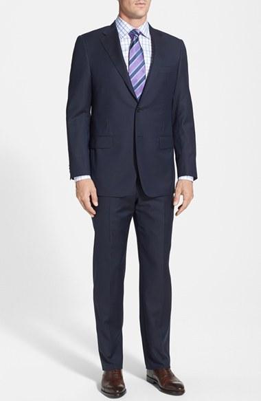 Hochzeit - Hickey Freeman Classic Fit Navy Stripe Suit