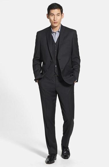 Hochzeit - Ted Baker London 'Jones' Trim Fit Three Piece Charcoal Suit