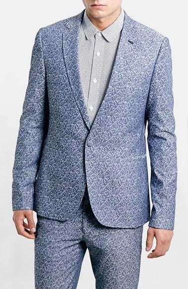 زفاف - Topman Skinny Fit Print Suit Jacket