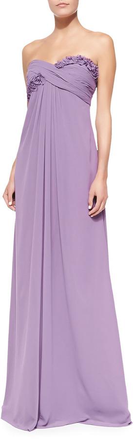 Mariage - ML Monique Lhuillier Draped Ruched & Ruffled-Bodice Gown, Violet