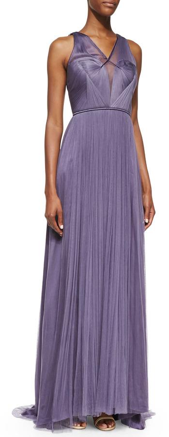 Hochzeit - Catherine Deane Sleeveless Draped Gown with Shirred Bodice