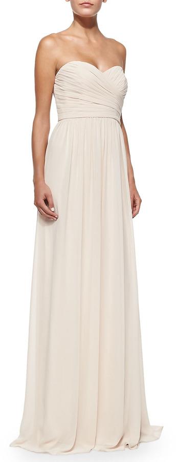 Wedding - ML Monique Lhuillier Strapless Ruched-Bodice Gown, Blush