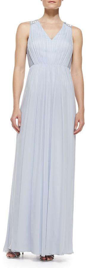 Mariage - Phoebe by Kay Unger Sleeveless Beaded Shoulder & Back Gown, Sky Blue