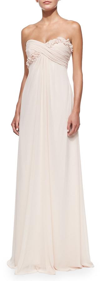 Mariage - ML Monique Lhuillier Draped Ruched & Ruffled-Bodice Gown, Blush