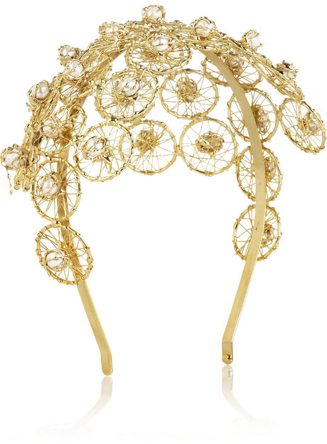 زفاف - Rosantica Ginerva gold-dipped pearl headband