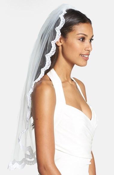 زفاف - WEDDING BELLES NEW YORK 'Lola - Swarovski Crystal' Lace Border Veil