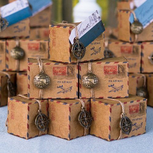 Hochzeit - Vintage Favor Box Kit, Airmail Favor Box Kit, Vintage Airmail Favor Box