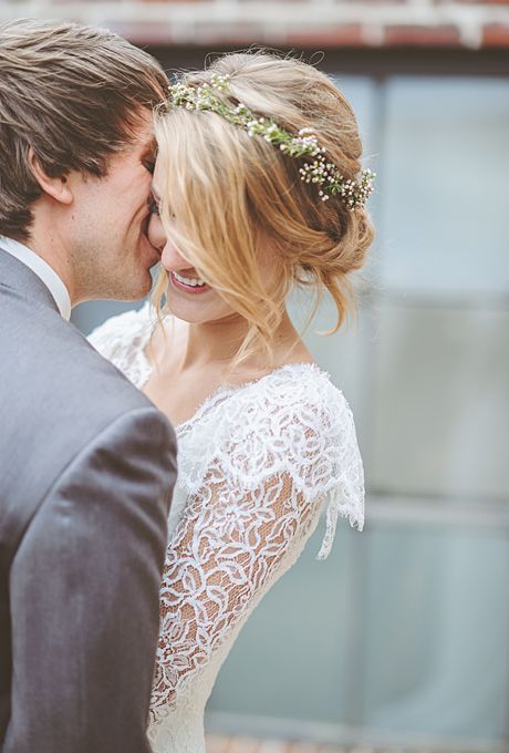 Mariage - Chignon With Baby's Breath Flower Crown