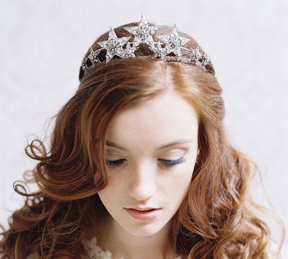 زفاف - Bridal Star Tiara, Rhinestone Bridal Crown - Stargazer Style No. 1970