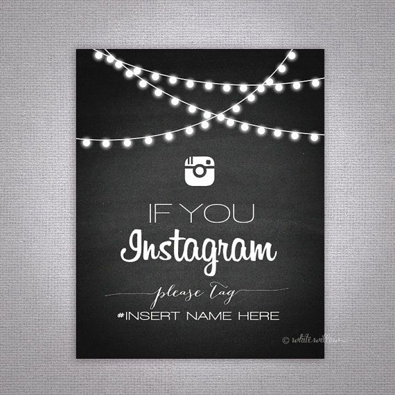 Hochzeit - Wedding Instagram Sign (Chalkboard) (Printable File Only); Printable Wedding Signs; Printable Instagram Sign; Printable Chalkbord Sign