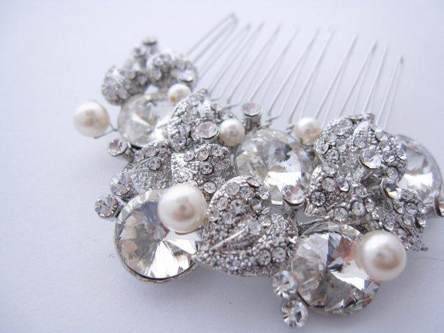Hochzeit - Vintage Style Bridal Hair Comb,Wedding Hair Comb,Wedding Hair Accessories,Art Deco Hair Comb,wedding Headpieces,pearl Bridal Comb,wedding