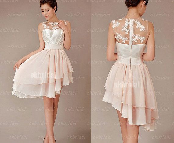 Свадьба - Lace Bridesmaid Dress, Champagne Bridesmaid Dress, Cheap Bridesmaid Dress, Wedding Bridesmaid Dress, Short Bridesmaid Dress, RE176