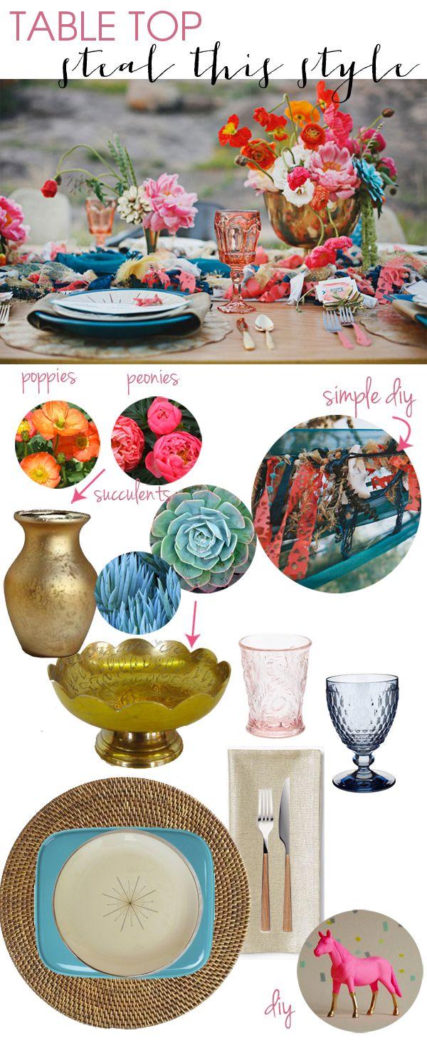 Свадьба - Steal This Style - How To DIY This Colorful Mid Century Table Top!