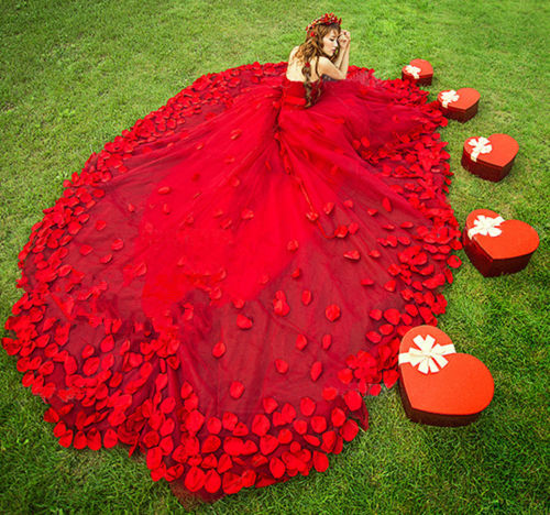 زفاف - 2014 Red Wedding Dresses Prom Party Quinceanera Dress Pageant Cocktail Ball Gown