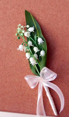 Свадьба - Lily of the Valley Boutonniere Wedding Bridal Prom Groom Groomsmen Quinceanera