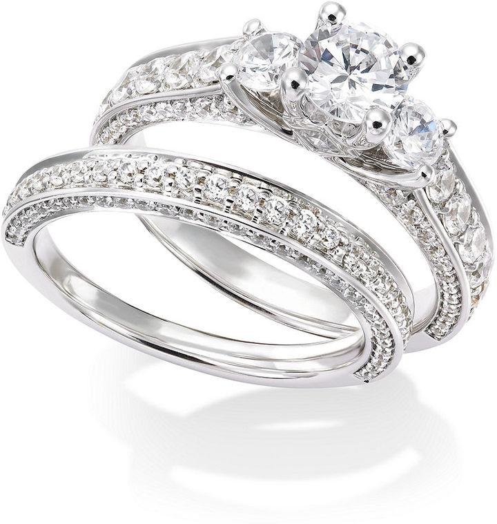 زفاف - Diamond Three-Stone Bridal Set in 14k White Gold (2-1/2 ct. t.w.)
