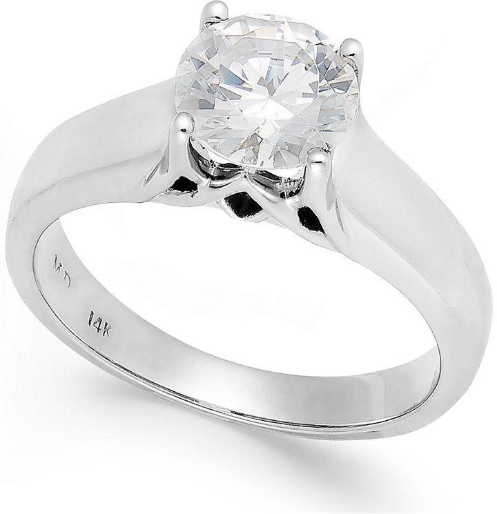 زفاف - Solitaire Diamond Engagement Ring in 14k White Gold (1-1/2 ct. t.w.)