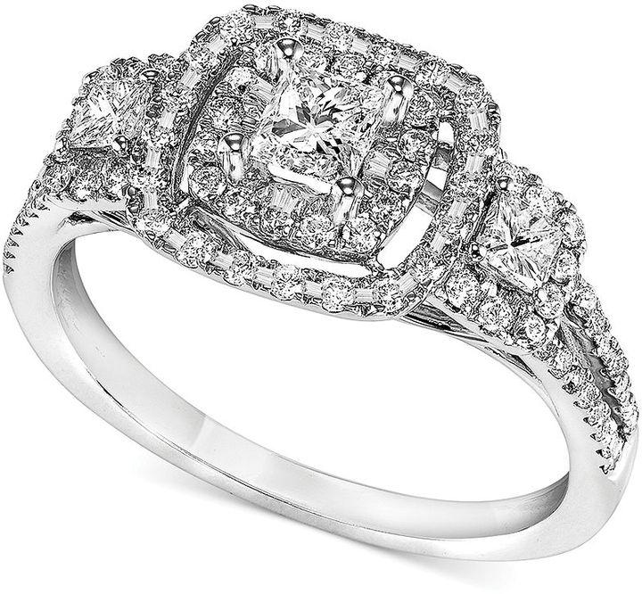 زفاف - Diamond Three-Stone Engagement Ring in 14k White Gold (1 ct. t.w.)