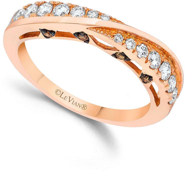 Mariage - Le Vian White Diamond and Chocolate Diamond Accent Band in 14k Rose Gold (3/8 ct. t.w.)