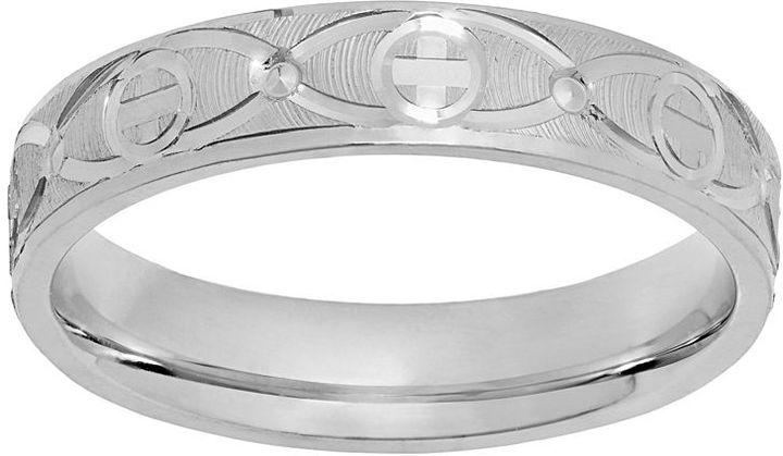 زفاف - Sterling silver textured cross wedding ring