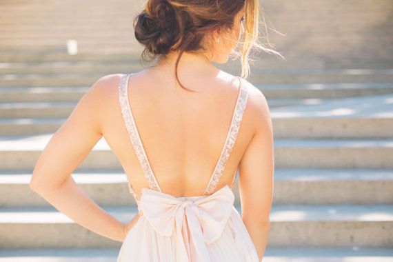 زفاف - Julia // Rose Gold Sequinned, Backless Wedding Dress