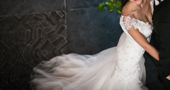 Hochzeit - Sexy Couture Custom Made Mermaid Wedding Dress With Deep Neckline
