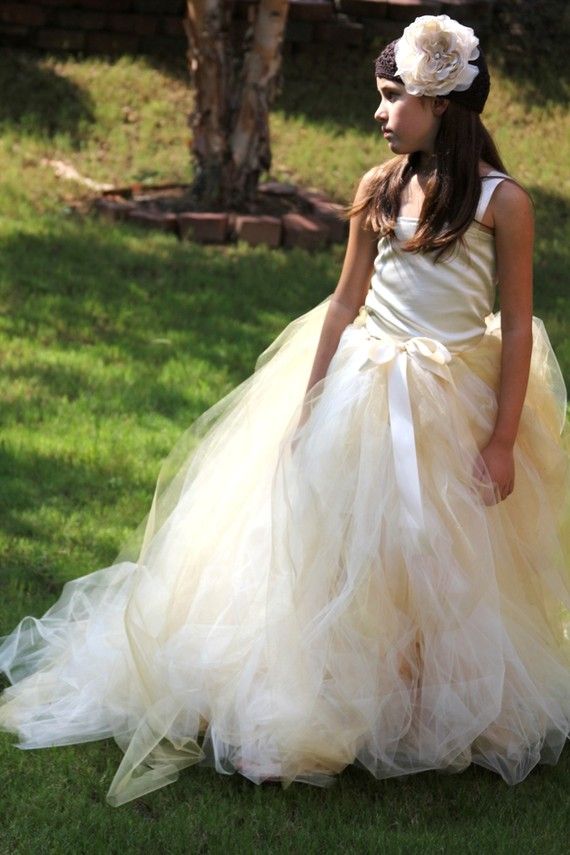 Mariage - Tulle Skirt, Ivory With A Hint Of Gold, Flower Girl Tutu Dress, Bambaroos Boutique