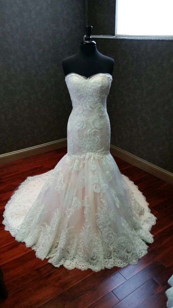 Свадьба - Blush And Ivory Mermaid Wedding Dress Ready To Ship