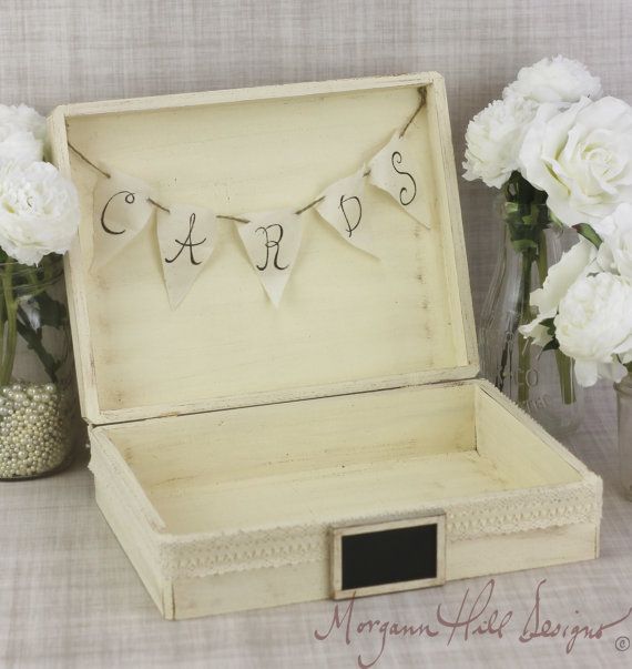 Wedding - Rustic Wedding Card Box Advice For The Bride And Groom Trunk Keepsake Box With Banner Custom (Item Number 130073)