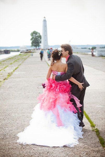 Wedding - Stunning Alternative Wedding Dress In Pink And White