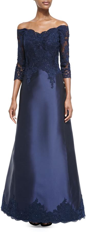 Mariage - Helen Morley Off-the-Shoulder Lace Bodice Gown