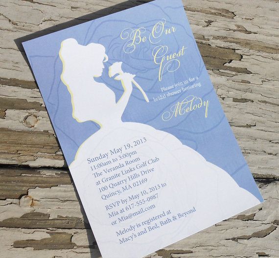 Wedding - Disney Beauty And The Beast - Belle Bridal Shower Invitation - Custom Printable PDF