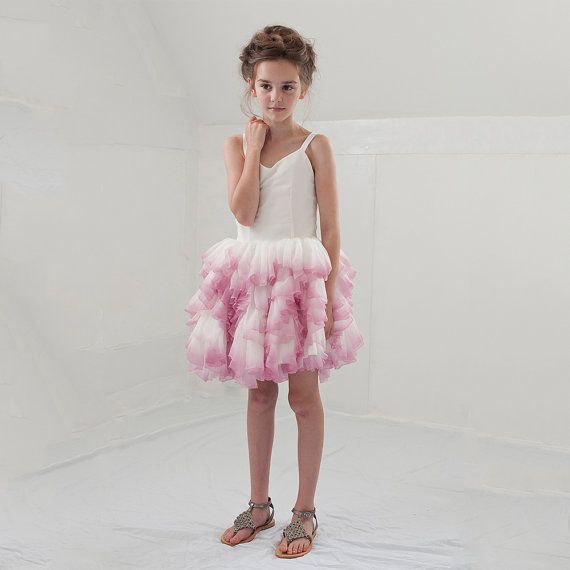Wedding - Ballerina Flower Girl Dress, Ombre Dyed. Ages 8 - 12