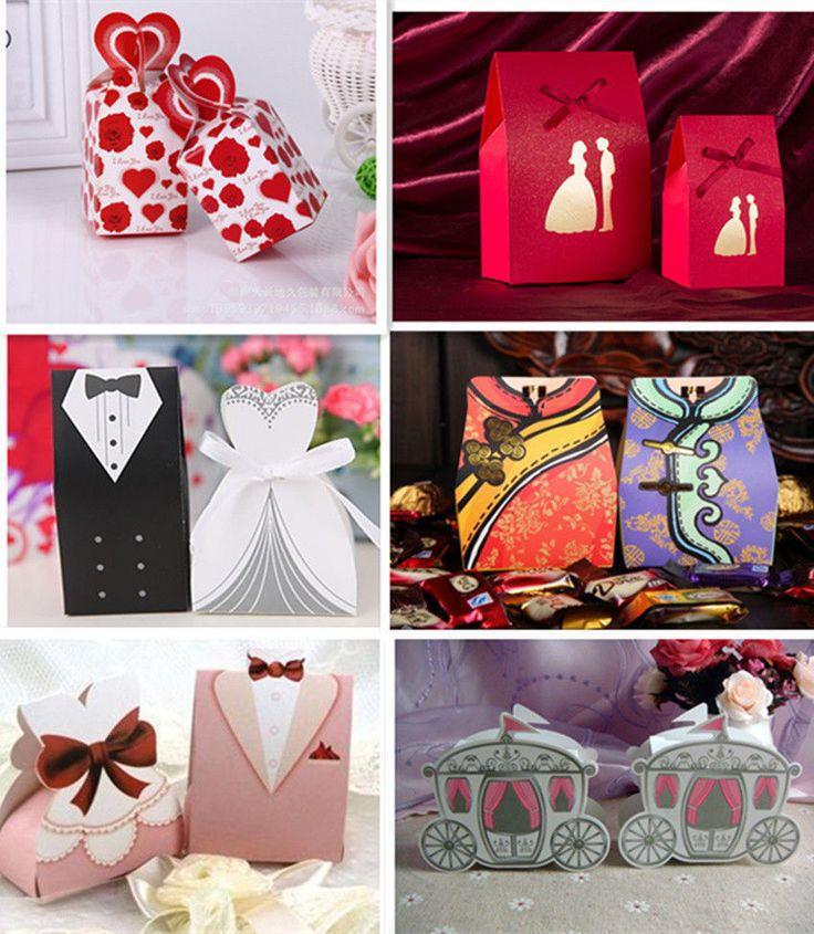 Wedding - 10/50/100Pcs Bride Groom Carriage Rose Wedding Party Candy Box Favor Boxes Gifts