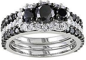 Hochzeit - FINE JEWELRY 2 CT. T.W. White & Color-Enhanced Black Diamond 14K White Gold Bridal Set