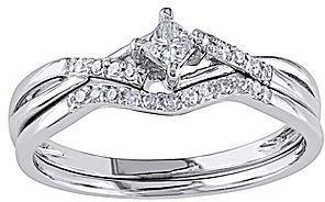 Hochzeit - FINE JEWELRY 1/5 CT. T.W. Diamond 10K White Gold Bridal Ring Set