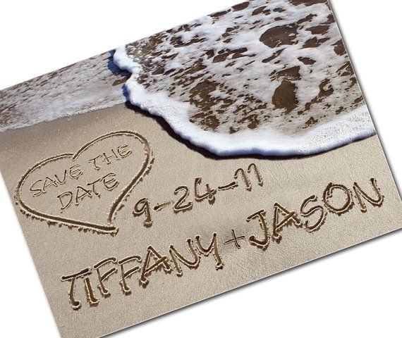 زفاف - Save The Date Beach Wedding Set Of 36 Cards With Envelopes Personalized With Your Name Written In The Sand SHORE BREAK