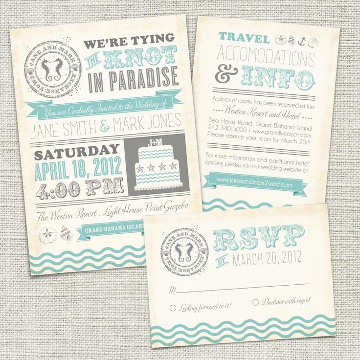 Hochzeit - Vintage Beach Wedding Invitation (PRINTABLE)